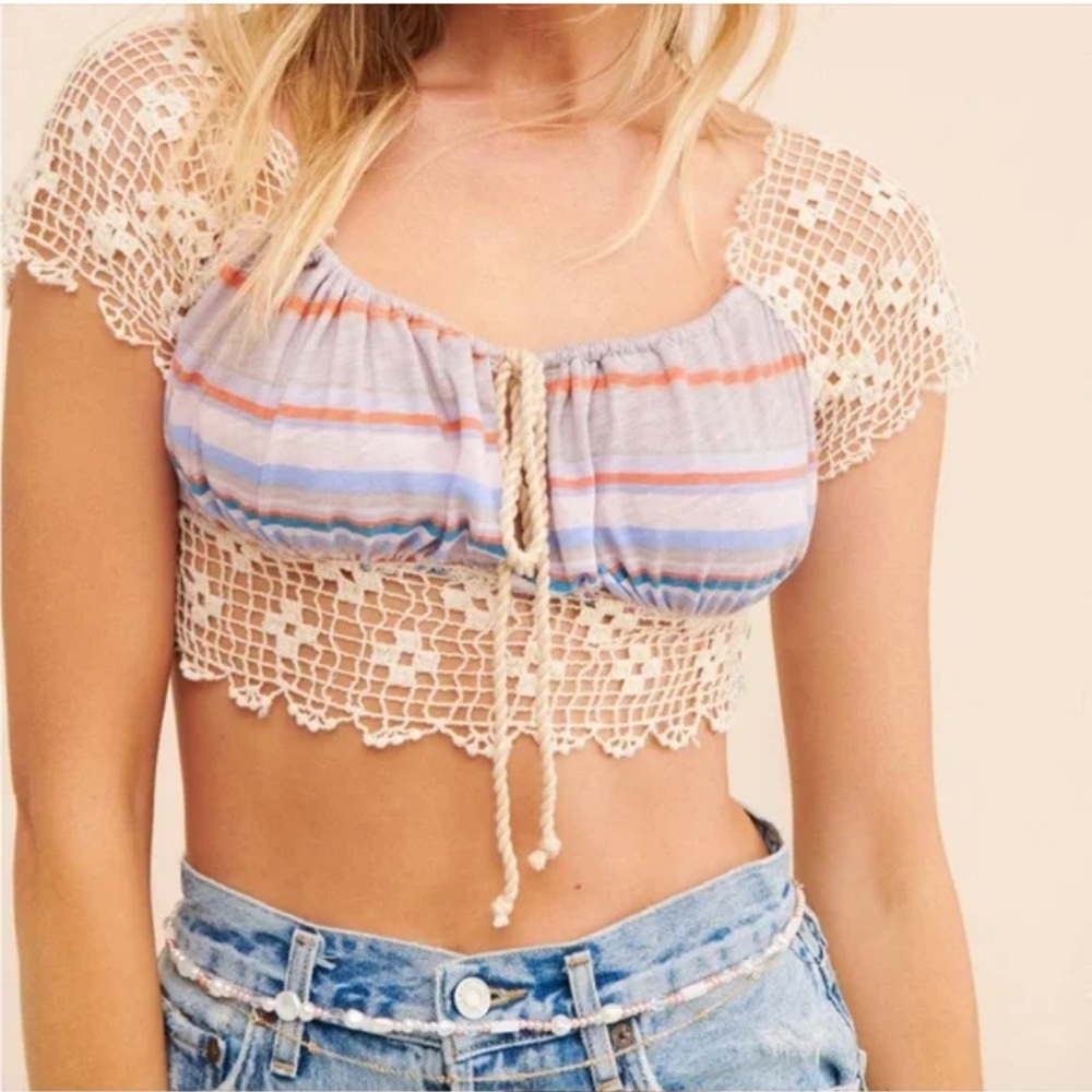 Free People Aruba Crochet Crop Top Medium
